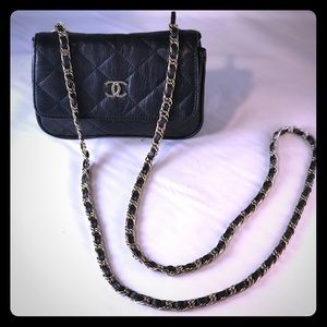 Black and Gold Clutch with Chain Strap